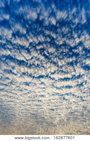 Cloudscape With Altocumulus Clouds, Altocumulus Middle-altitude Cloud In Stratocumuliform - Natural