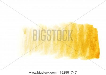 Ochre watercolor background. The gradient color transition from a saturated ocher to light ocher. Design elements. Painting. Grunge colorful background on watercolor paper.