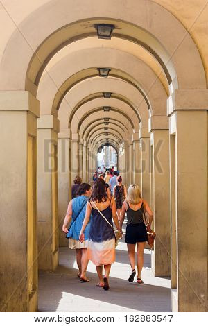 Arcade In The Old Town Of Florence, Italy