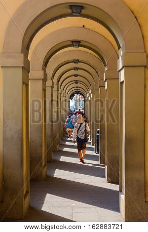 Arcade In The Old Town Of Florence, Italy