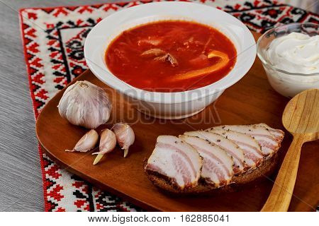 Ukrainian Borsch With Pepper And Garlic