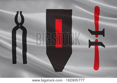 Flag of Harjedalen is a historical province in the centre of Sweden. 3d illustration