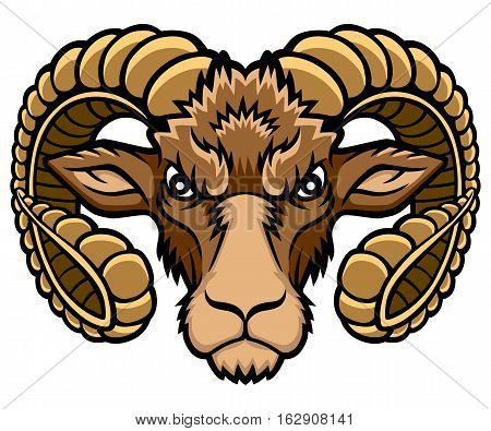 A Aries head logo. This is vector illustration ideal for a mascot and tattoo or T-shirt graphic.