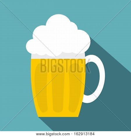 Glass mug of beer icon. Flat illustration of glass mug of beer vector icon for web isolated on baby blue background