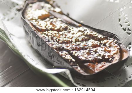 eggplant with Miso Glazenasu dengaku or grilled eggplant (Japanese food)