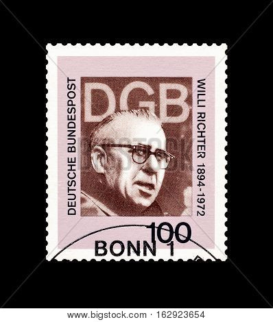 GERMANY - CIRCA 1993 : Cancelled postage stamp printed by Germany, that shows Willi Richter.