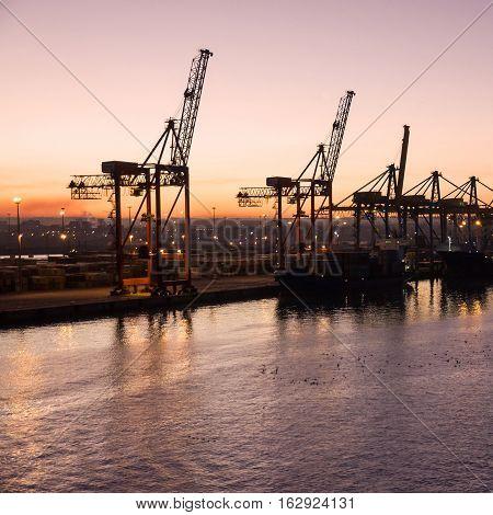 Cargo sea industrial port cranrs, Casablanca, Marocco