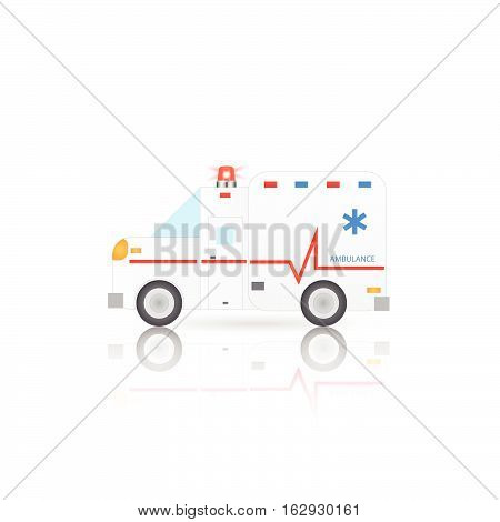Illustration of an ambulance isolated on a white background.
