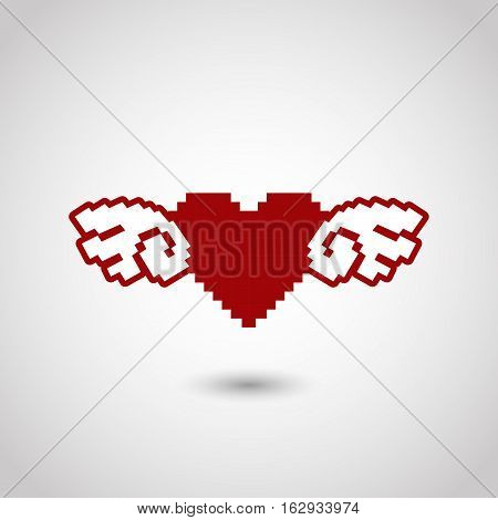 8; 8-bit; angel; art; bit; card; computer; day; decoration; eight; game; graphic; greeting; heart; icon; illustration; isolated; love; mosaic; pixel; pixelated; red; retro; romance; romantic; shape; sign; style; symbol; valentine; vector; video; white; wi