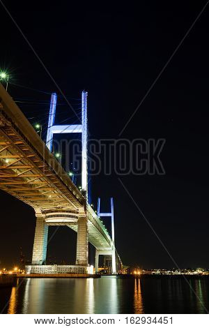 Nightview of Yokohama Bay Bridge in Kanagawa, Japan.