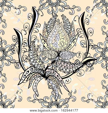 Flowers And Foodles On Light Background. Vector Illustration Texture.