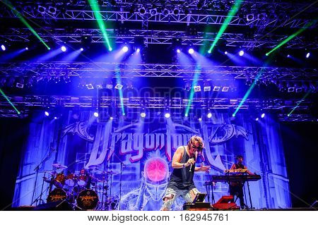 TOLMIN, SLOVENIA - JULY 29TH: BRITISH POWER METAL BAND DRAGONFORCE PERFORMING AT METALDAYS FESTIVAL ON JULY 29TH, 2016 IN TOLMIN, SLOVENIA