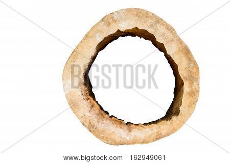 Timber old wood is hollow isolate on white background with clipping path