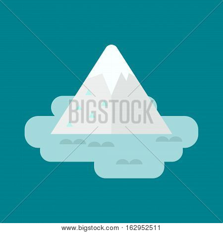 Apparently cheating, very big underwater iceberg in middle of ocean. Cold water nature blue, landscape. Vector antarctica freeze winter mountain melting.