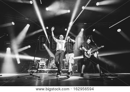 NOVI SAD, SERBIA - DECEMBER 12TH: PUNK BANDS HLADNO PIVO AND GOBLINI PERFORMING TOGETHER ON KONCERT GODINE 2015, IN NOVI SAD, SERBIA