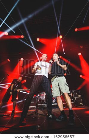 NOVI SAD, SERBIA - DECEMBER 12TH: PUNK BANDS HLADNO PIVO AND GOBLINI PERFORMING TOGETHER ON KONCERT GODINE 2015, IN NOVI SAD, SERBIA