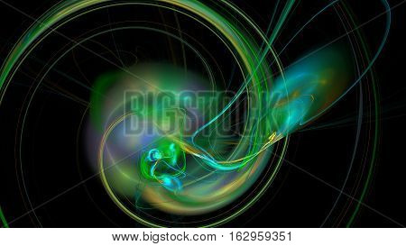 Colorful curves and waves abstract background in dark