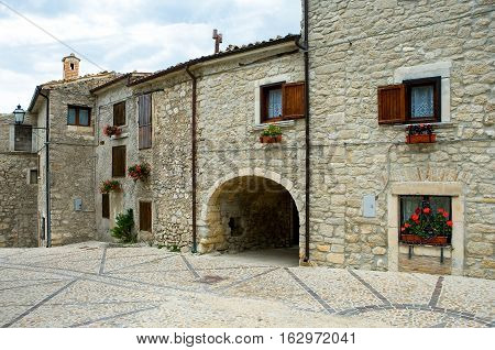 Italy Maiella National Park Roccacaramanico typical architectures of the village