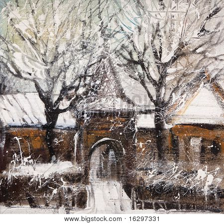 Old street a Vitebsk in inverno