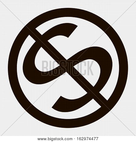Black no dollar sign on white background