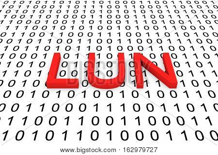 LUN in the form of binary code, 3D illustration