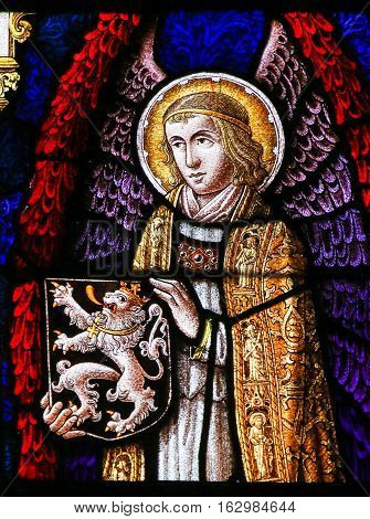 Stained Glass - Angel And The Lion Of Flanders