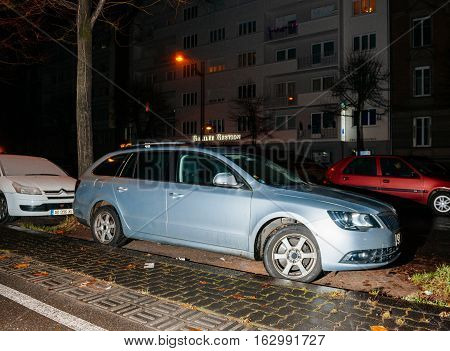 Skoda Superb Car Parked In City