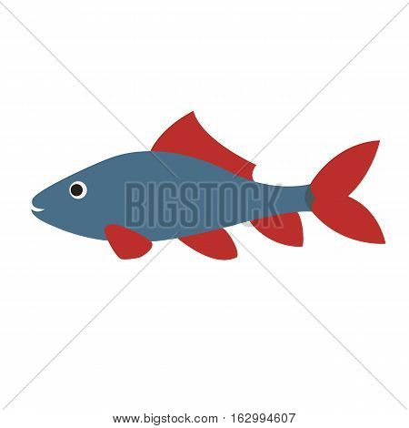 blue fish with red fins. vivid aquarium exotic fish in a tropical marine fish. vector