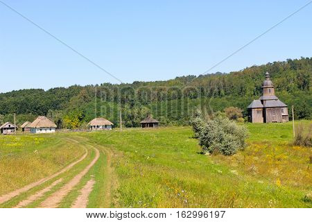 Outdoor folk museum Cossack farm in Ukraine