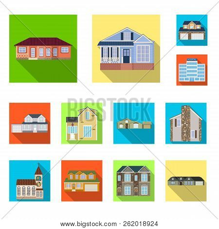 Isolated Object Of Building And Front Sign. Collection Of Building And Roof Stock Symbol For Web.