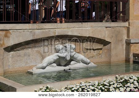 Murcia, Spain - May 19, 2017: This Is One Of The Decorations Of The Plaza De La Glorieta De Spain - 