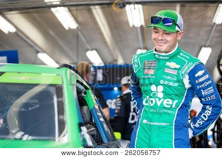 September 29, 2018 - Concord, North Carolina, USA: Kyle Larson (42) gears up to practice for the Bank of America ROVAL 400 at Charlotte Motor Speedway in Concord, North Carolina.