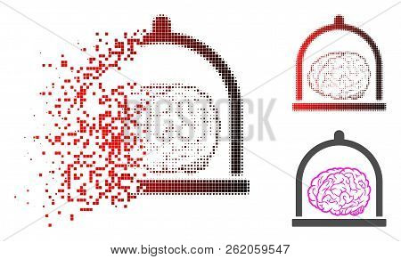 Brain Conservation Icon In Sparkle, Dotted Halftone And Undamaged Whole Variants. Particles Are Comb