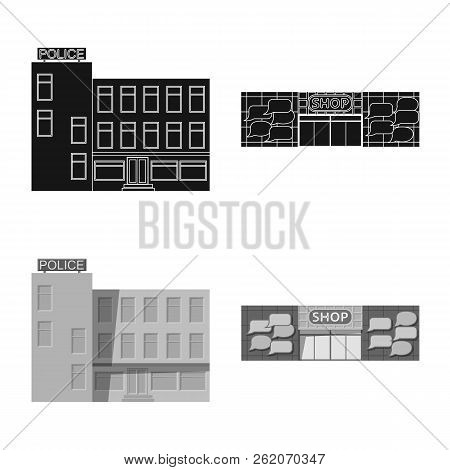Isolated Object Of Building And Front Icon. Set Of Building And Roof Vector Icon For Stock.