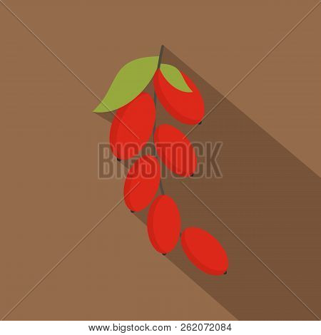 Red Berries Of Cornel Or Dogwood Icon. Flat Illustration Of Red Berries Of Cornel Or Dogwood Icon Fo
