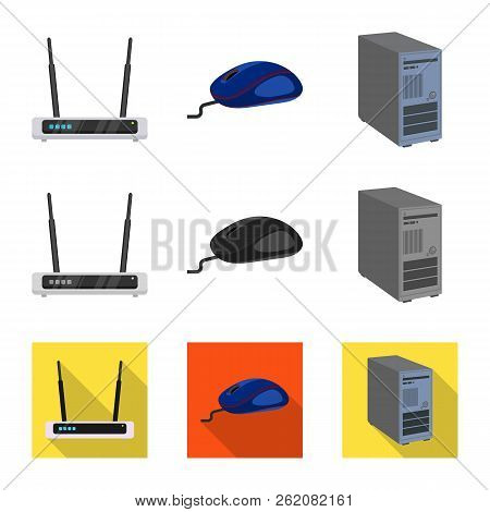 Vector Design Of Laptop And Device Symbol. Set Of Laptop And Server Stock Symbol For Web.