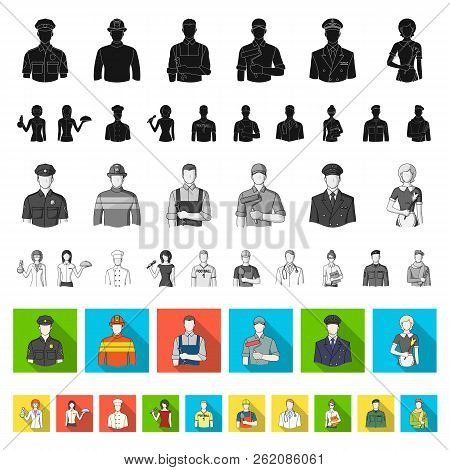People Of Different Professions Flat Icons In Set Collection For Design. Worker And Specialist Vecto