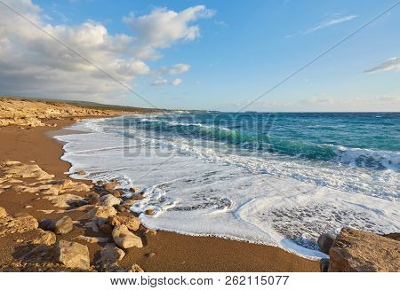 Cyprus - Mediterranean Sea Coast. Lara Beach In Paphos District.