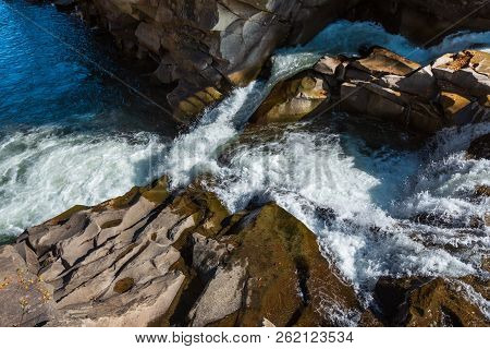 Probiy Waterfall On The Prut River, In Yaremche City, Ivano-frankivsk Oblast, Ukraine.