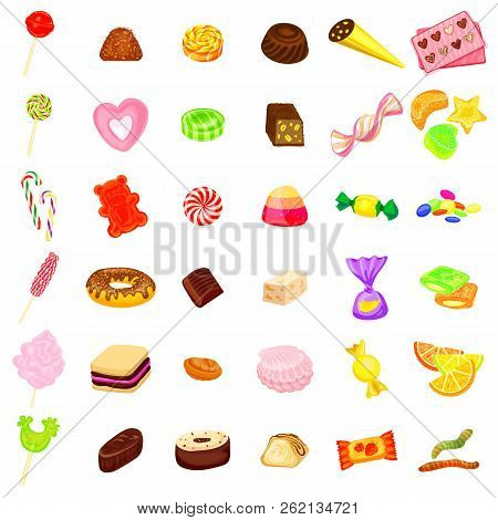 Candy Icon Set. Cartoon Set Of Candy Vector Icons Isolated On White Background