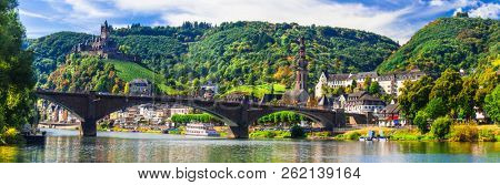 Landmarks of Germany -  medieval Cochem town, Rhine river cruises