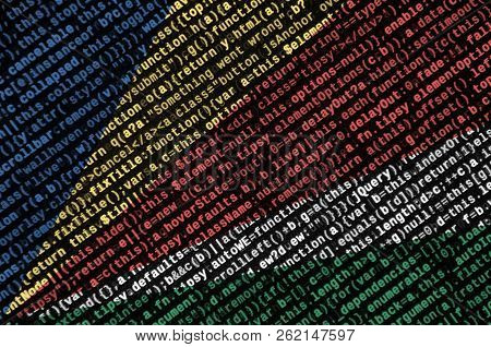 Seychelles Flag  Is Depicted On The Screen With The Program Code. The Concept Of Modern Technology A