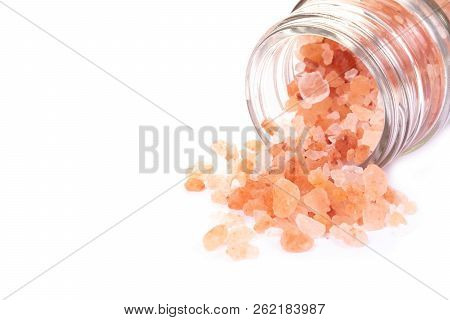 Himalayan Pink Salt Isolated On White Background. Health Concept.