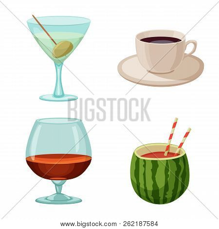 Vector Illustration Of Drink And Bar Sign. Set Of Drink And Party Stock Vector Illustration.