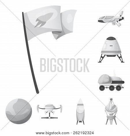 Vector Design Of Mars And Space Logo. Set Of Mars And Planet Stock Vector Illustration.