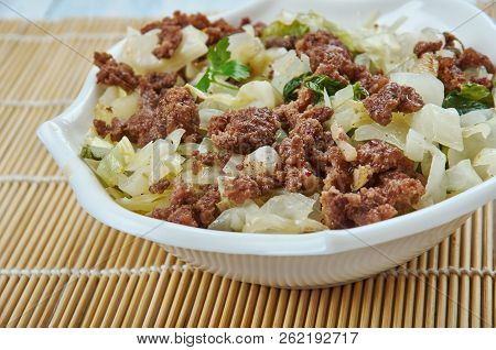 Ground Turkey And Cabbage Stir-fry Close Up