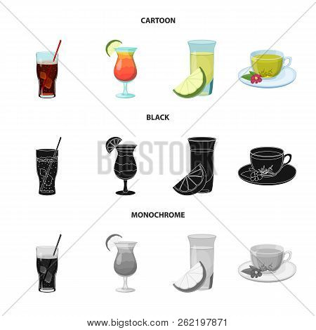 Vector Design Of Drink And Bar Sign. Set Of Drink And Party Vector Icon For Stock.
