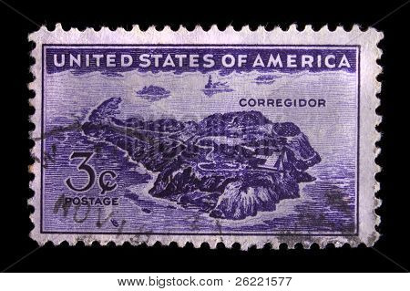 USA - CIRCA 1945: Skildrer ø med indskriften 
