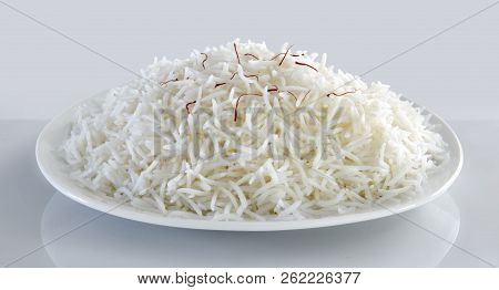 Delicious Boiled Long Grain Basmati Rice With Saffron