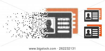 Patient Accounts Icon In Disappearing, Pixelated Halftone And Undamaged Solid Variants. Elements Are